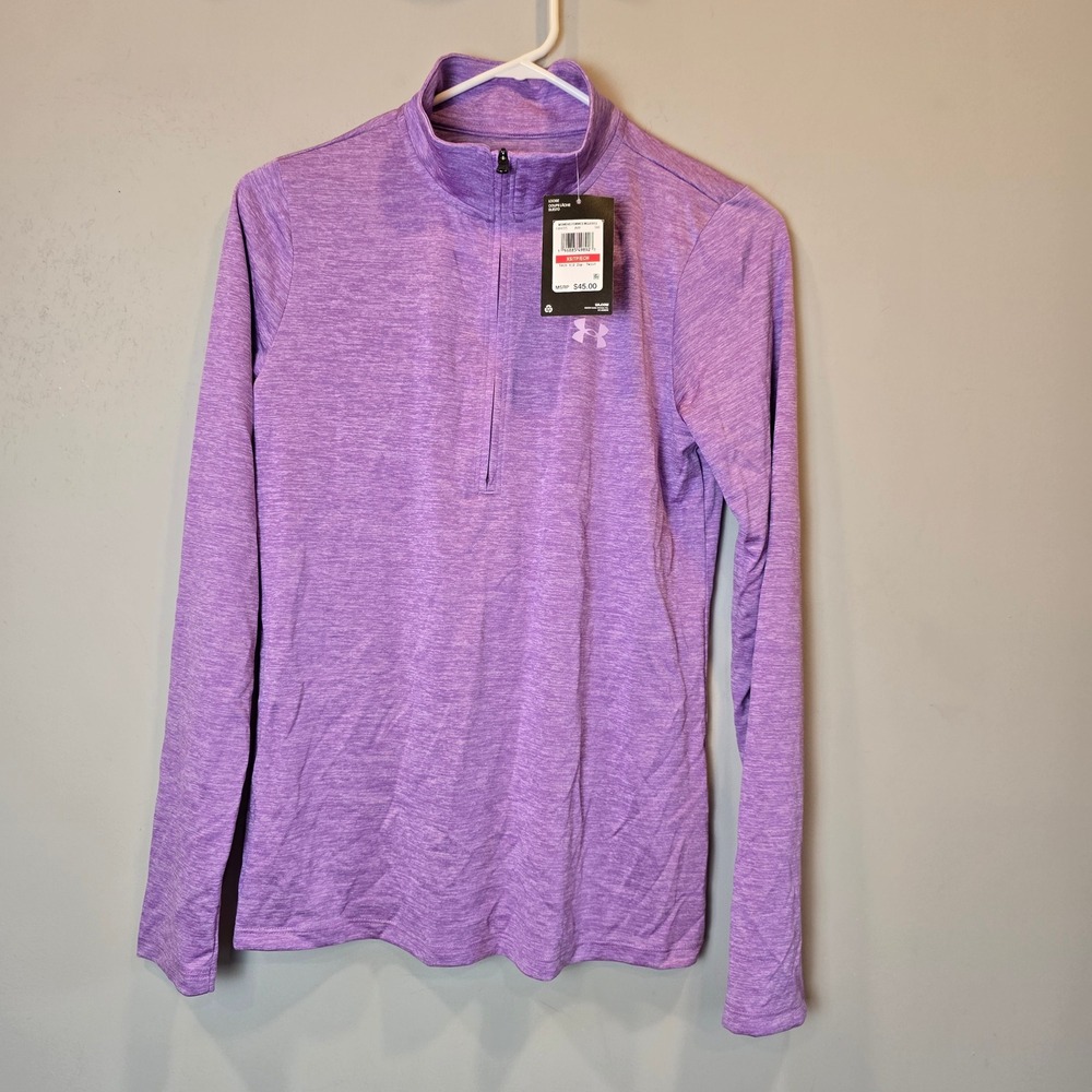 Under Armour Shirt UA Tech Twist Half Zip Top Long Sleeve Purple NWT Womens XS